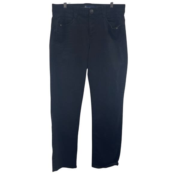 Democracy Woman’s Rich Black Straight Leg Stretch Denim Jeans Size 14 - Picture 2 of 16